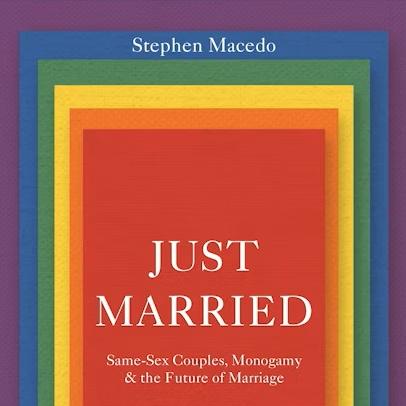 Rectangular Rainbow Graphic with "Just Married" in the center