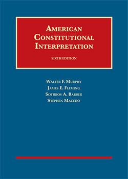Blue Solid Background with Red Title Square reading "American Constitutional Interpretation"
